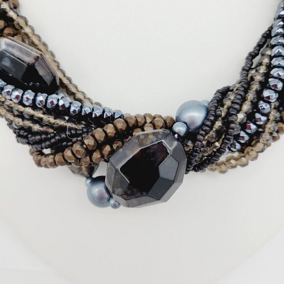 Premier Designs Natural Beauty  Multi Strand Necklace 17" - 21"  Browns & Grays - Picture 2 of 8